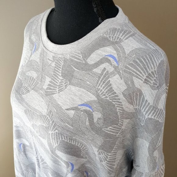 Ted Baker London Tops - [SOLD] Ted Baker London Crane Graphic Print Pattern Art to Wear Sweatshirt Crew